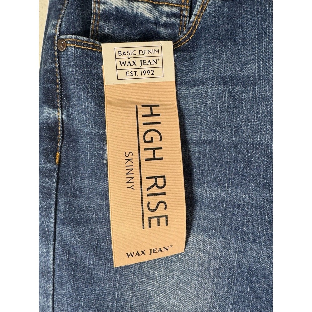 Wax Jean High Rise Denim Skinny Jeans Dark Blue Wash Ripped Distressed Sz 1/25 - Picture 6 of 16